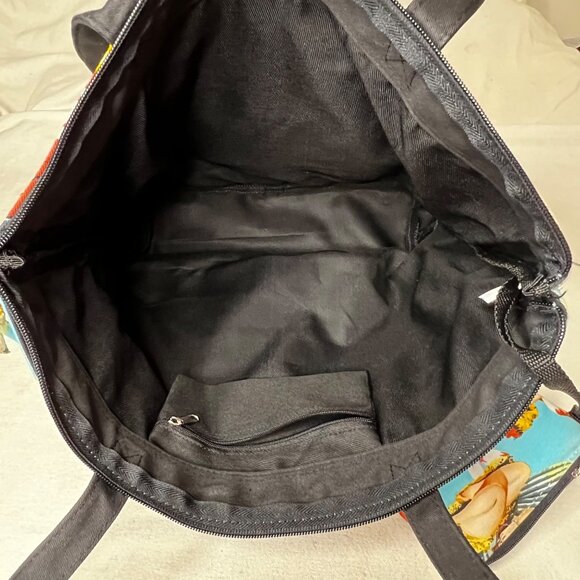 Vintage-Inspired Hawaiian Pin-Up Girl Print Tote Bag Zipper Pockets &  Pouch - Picture 11 of 15